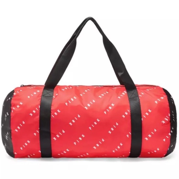 PINK Victoria's Secret Handbags - VS PINK Red & Black Packable Duffel Bag NWT
